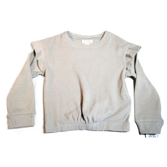 Cat & Jack Girl's Dusty Brown Pullover Top Long Sleeves Ruffles Ruched Size 3T - Picture 1 of 5